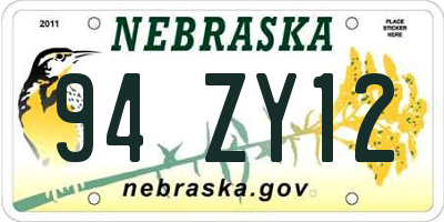 NE license plate 94ZY12