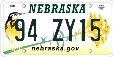 NE license plate 94ZY15