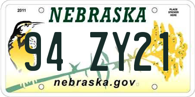NE license plate 94ZY21