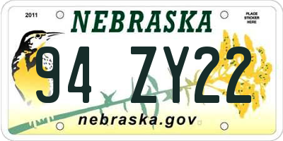 NE license plate 94ZY22
