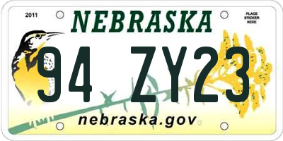 NE license plate 94ZY23
