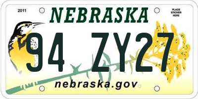 NE license plate 94ZY27