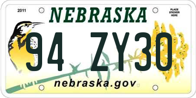 NE license plate 94ZY30