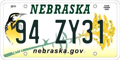 NE license plate 94ZY31