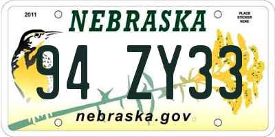 NE license plate 94ZY33