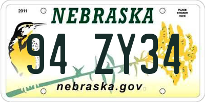 NE license plate 94ZY34