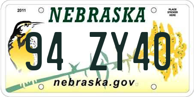 NE license plate 94ZY40