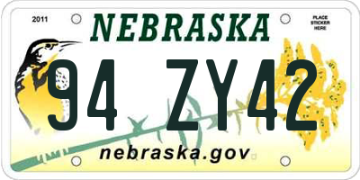 NE license plate 94ZY42