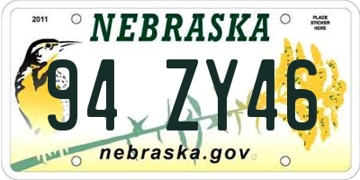 NE license plate 94ZY46