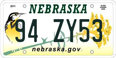 NE license plate 94ZY53