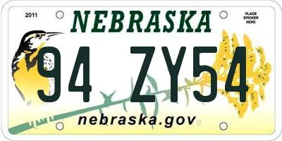 NE license plate 94ZY54