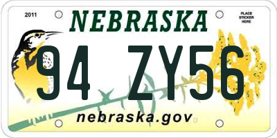 NE license plate 94ZY56