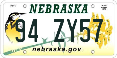 NE license plate 94ZY57