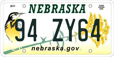 NE license plate 94ZY64