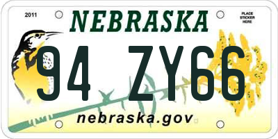 NE license plate 94ZY66
