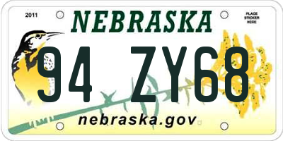 NE license plate 94ZY68