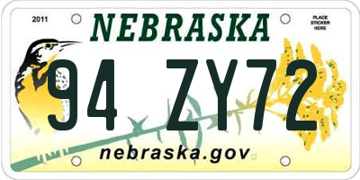 NE license plate 94ZY72