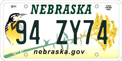 NE license plate 94ZY74