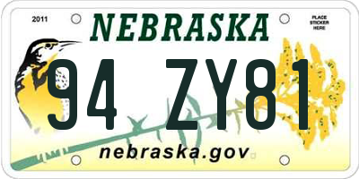 NE license plate 94ZY81