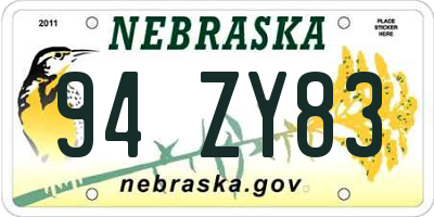 NE license plate 94ZY83