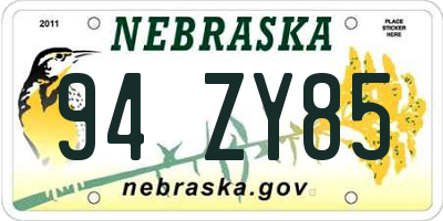 NE license plate 94ZY85