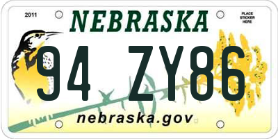 NE license plate 94ZY86