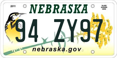 NE license plate 94ZY97