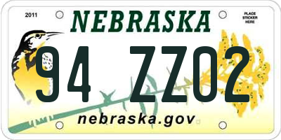 NE license plate 94ZZ02