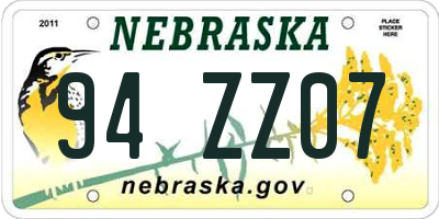 NE license plate 94ZZ07