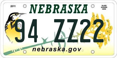 NE license plate 94ZZ22