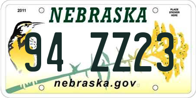 NE license plate 94ZZ23