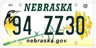 NE license plate 94ZZ30