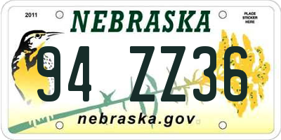NE license plate 94ZZ36