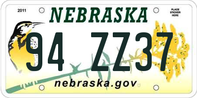 NE license plate 94ZZ37