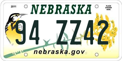 NE license plate 94ZZ42