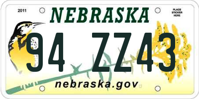 NE license plate 94ZZ43