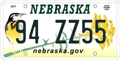NE license plate 94ZZ55