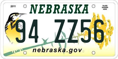 NE license plate 94ZZ56