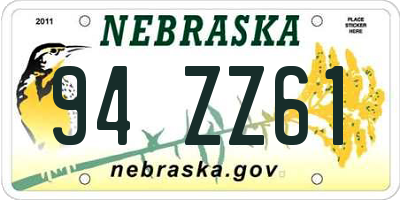 NE license plate 94ZZ61