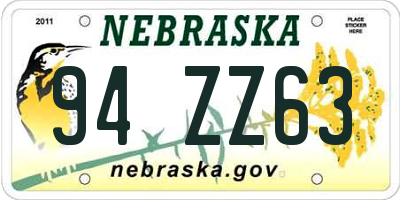 NE license plate 94ZZ63