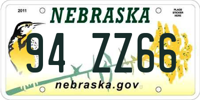 NE license plate 94ZZ66