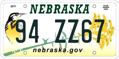 NE license plate 94ZZ67