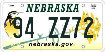 NE license plate 94ZZ72