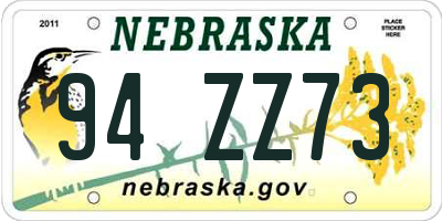 NE license plate 94ZZ73