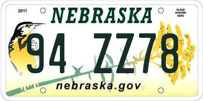 NE license plate 94ZZ78