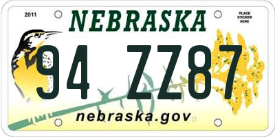 NE license plate 94ZZ87