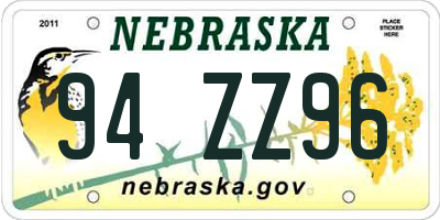NE license plate 94ZZ96