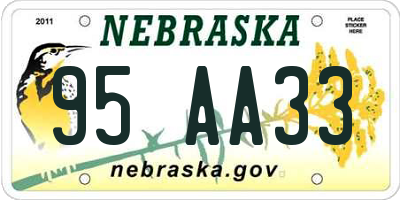 NE license plate 95AA33
