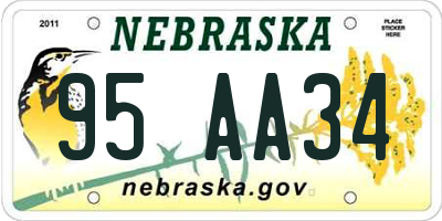 NE license plate 95AA34