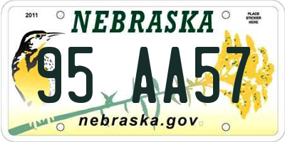 NE license plate 95AA57